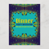 Modèle d'invitation de dîner bleu vert jaune (Devant)