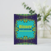 Modèle d'invitation de dîner bleu vert jaune (Debout devant)