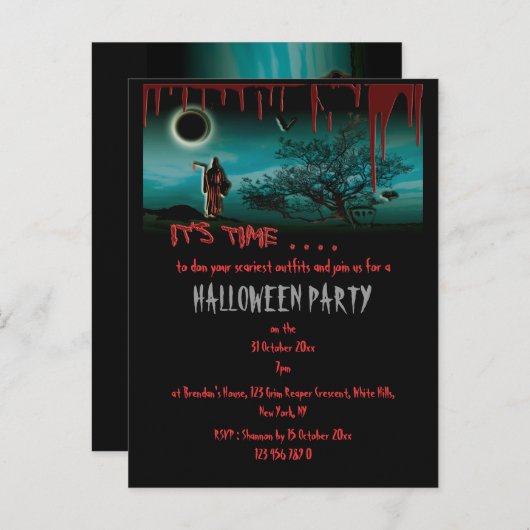 Modèle d'invitation de la fête d'Halloween - perso (Devant / Derrière)