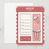 Modèle d'invitation de la nuit avec Popcorn (Devant / Derrière)