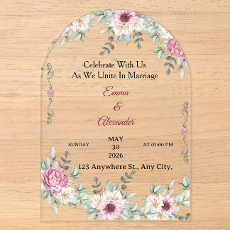 Modèle d'invitation de mariage à arche florale rom