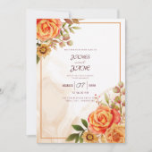 Modèle d'invitation de mariage à la rose orange aq (Devant)