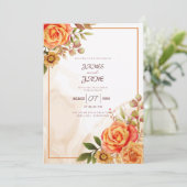Modèle d'invitation de mariage à la rose orange aq (Debout devant)