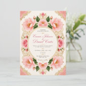 Modèle d'invitation de mariage à l'aquarelle rose (Debout devant)