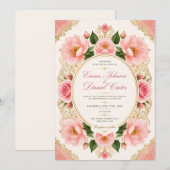 Modèle d'invitation de mariage à l'aquarelle rose (Devant / Derrière)