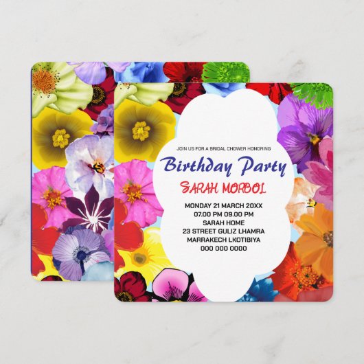 Modèle d'invitation de mariage de fleurs sauvages, (Devant / Derrière)
