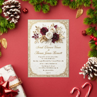 Modèle d'invitation de mariage floral | Bohème rus