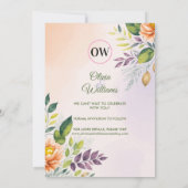 Modèle d'invitation de mariage floral élégant (Dos)