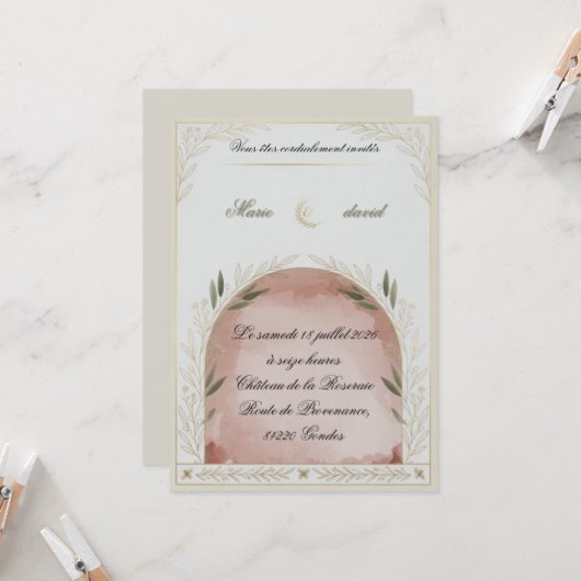 Modèle d'invitation de mariage floral élégant (Devant/Arrière en situation)