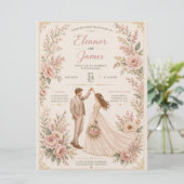 Modèle d'invitation de mariage floral élégant (Debout devant)