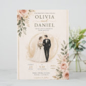 Modèle d'invitation de mariage floral élégant (Debout devant)