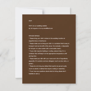 Modèle d'invitation de mariage POTLUCK rustique Gu