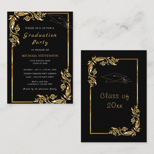 Modèle d'invitation de remise de diplômes avec enc (Devant / Derrière)
