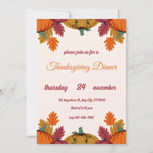 Modèle d'invitation de Thanksgiving Flyer modifiab (Devant)