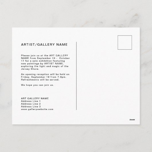 Modèle d'invitation d'exposition de la Galerie per (Dos)