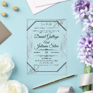 Modèle d'invitation pour cadre noir et argent de l