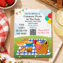Modèle d'invitation QR code pour le pique-nique d'
