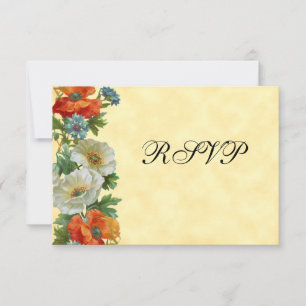 Modèle d'invitation RSVP vintages Poppies