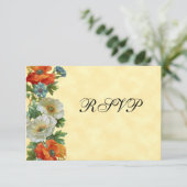 Modèle d'invitation RSVP vintages Poppies (Debout devant)