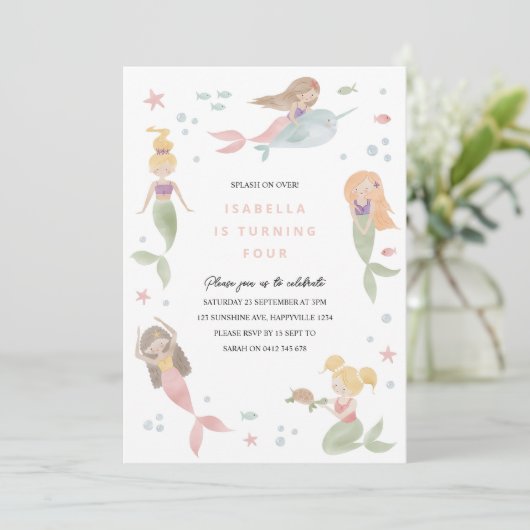 Modèle d'invitation sirène, Invitation fête à la p (Debout devant)