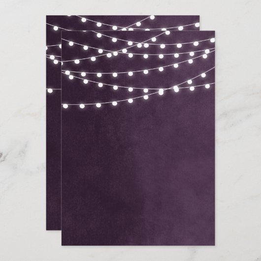 Modèle d'invitation vierge avec guirlande de lumiè (Devant / Derrière)