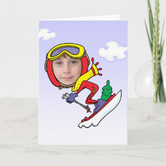 Modèle drôle de visage de photo de skieur de neige