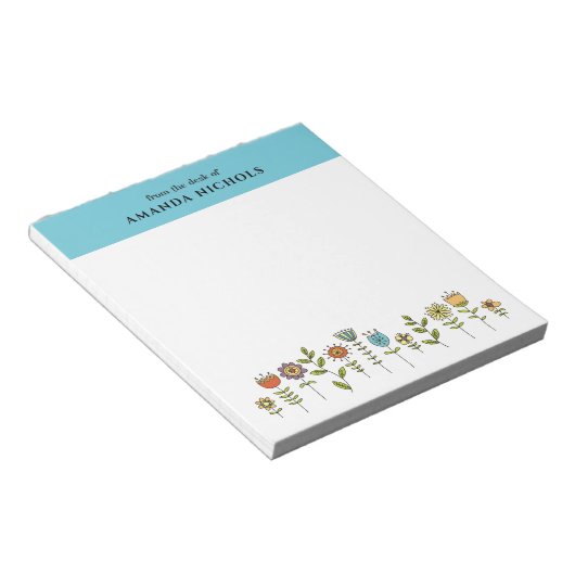 Modèle du Bloc-notes Doodle Fleurs (Incliné)