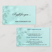 Modèle du certificat cadeau Aqua Bokeh Floral Swir (Devant / Derrière)