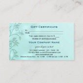 Modèle du certificat cadeau Aqua Bokeh Floral Swir (Dos)