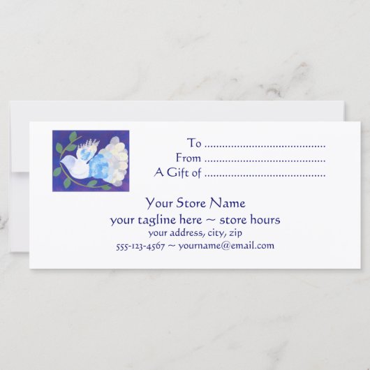 Modèle du certificat cadeau de paix (Dos)