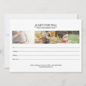 Modèle du certificat cadeau du photographe (Dos)