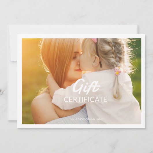 Modèle du certificat cadeau du photographe (Devant)