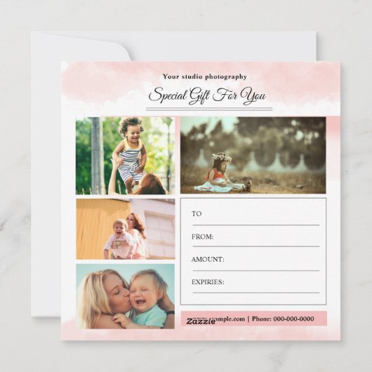 Modèle du certificat cadeau du photographe (Dos)