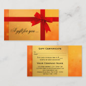 Modèle du certificat cadeau Orange Gold Bow (Devant / Derrière)