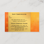 Modèle du certificat cadeau Orange Gold Bow (Dos)
