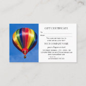 Modèle du certificat cadeau pour le vol à ballon c (Dos)