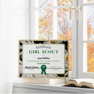 Modèle du certificat de service de marguerites de