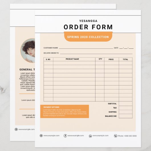Modèle du formulaire de commande | Facile à person (Devant / Derrière)