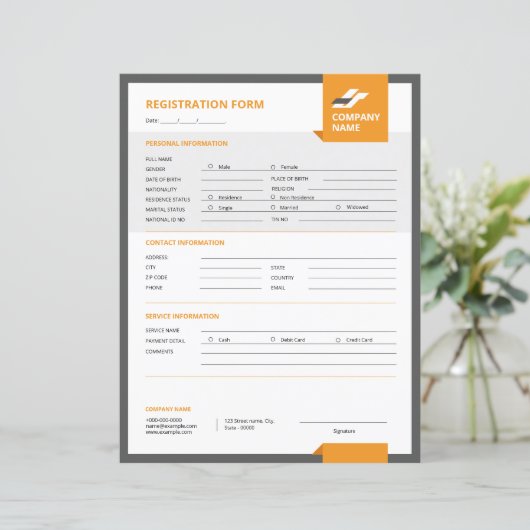 Modèle du formulaire d'inscription (Debout devant)