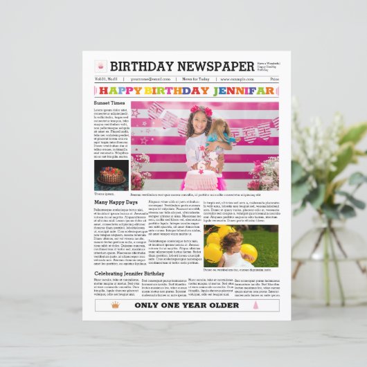 Modèle du journal d'anniversaire (Debout devant)