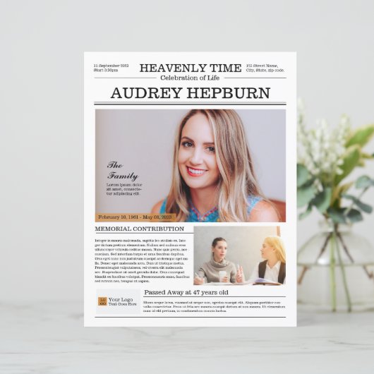 Modèle du journal du programme Memorial (Debout devant)