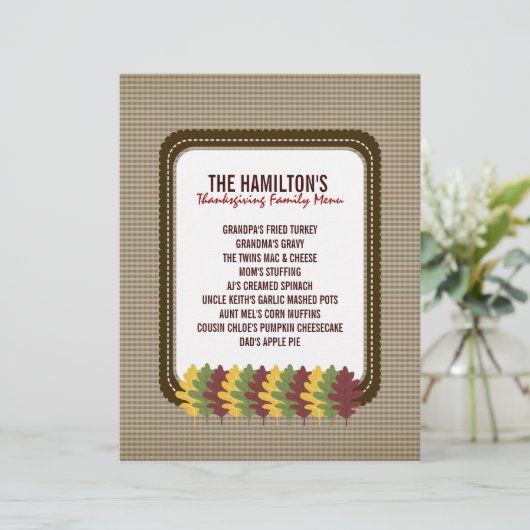 Modèle du menu Action de grâces Automne (Debout devant)