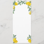 Modèle du menu Citron (Dos)