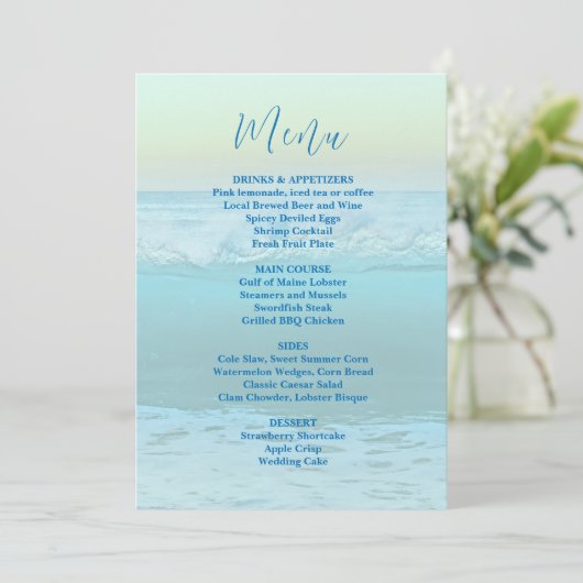Modèle du menu Mariage Arrière - plan Ocean Waves (Debout devant)