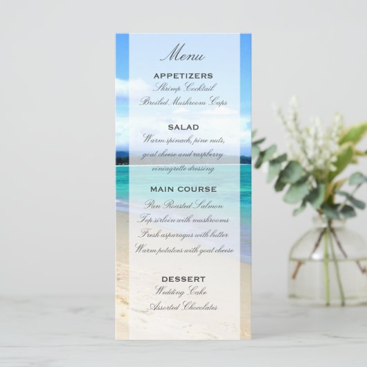 Modèle du menu Mariage plage (Debout devant)
