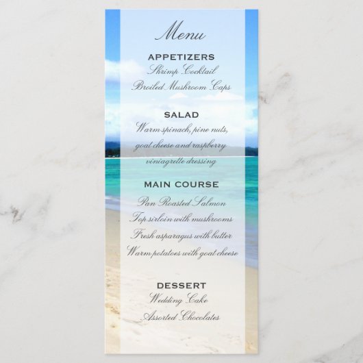 Modèle du menu Mariage plage (Devant)