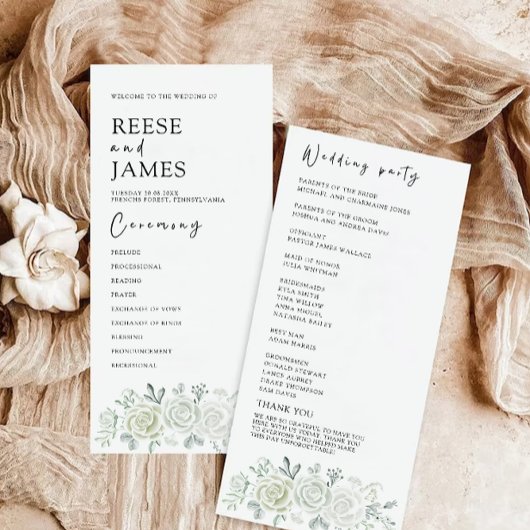 Modèle du programme de cérémonie de Mariage Emeral