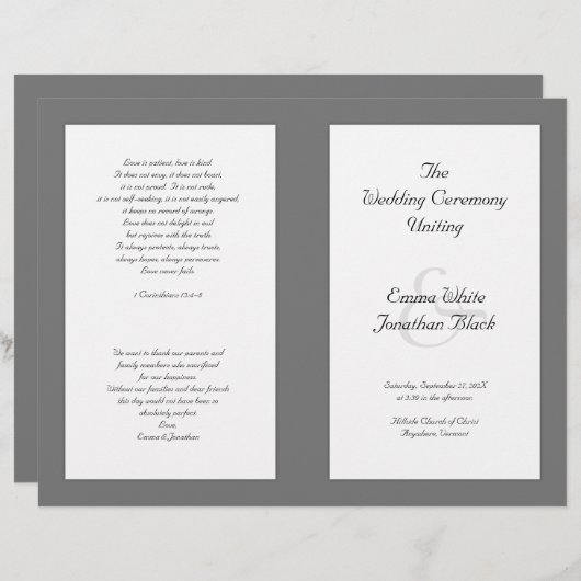 Modèle du programme de cérémonie des Mariages de l (Devant / Derrière)