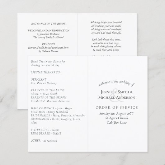 Modèle du programme de mariage (Devant / Derrière)