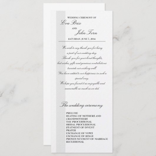 modèle du programme de mariage (Devant / Derrière)